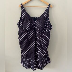 Penningtons One Piece 4X/5X Abstract Print Curve Tiered Hem Dress Swimsuit